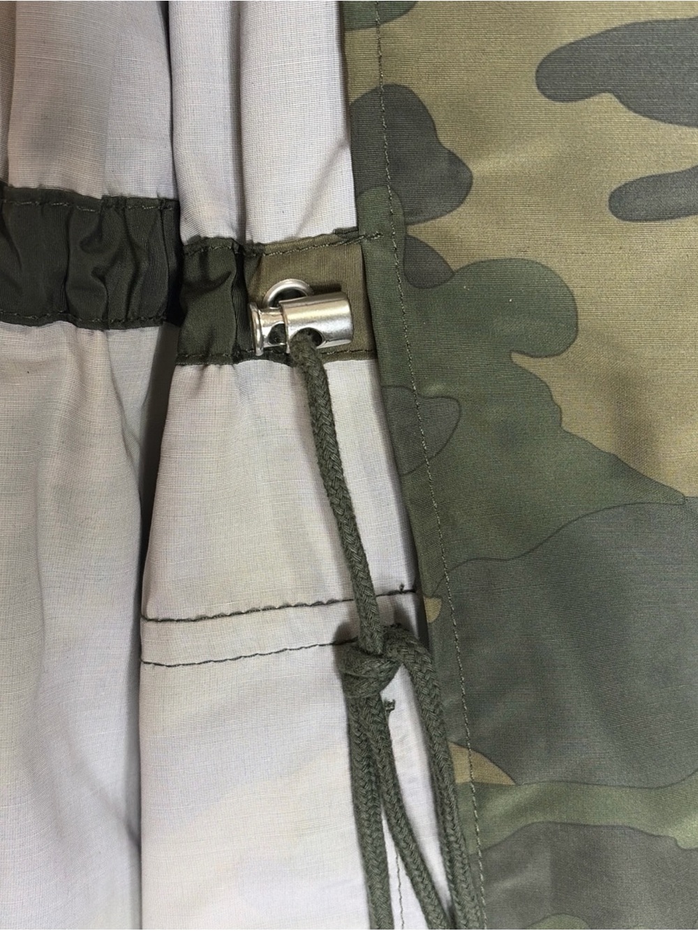 J.Crew Womens Small Camo Hooded Rain Jacket Utility Anorak Green Snap Zip - Picture 7 of 8